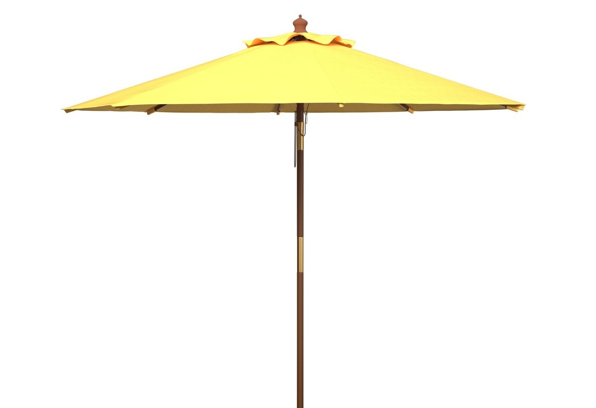 Bethany 9Ft Wooden Umbrella - Yellow - Safavieh - Image 0