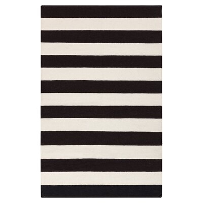 Lowery Striped Handwoven Wool Black Area Rug - Image 0