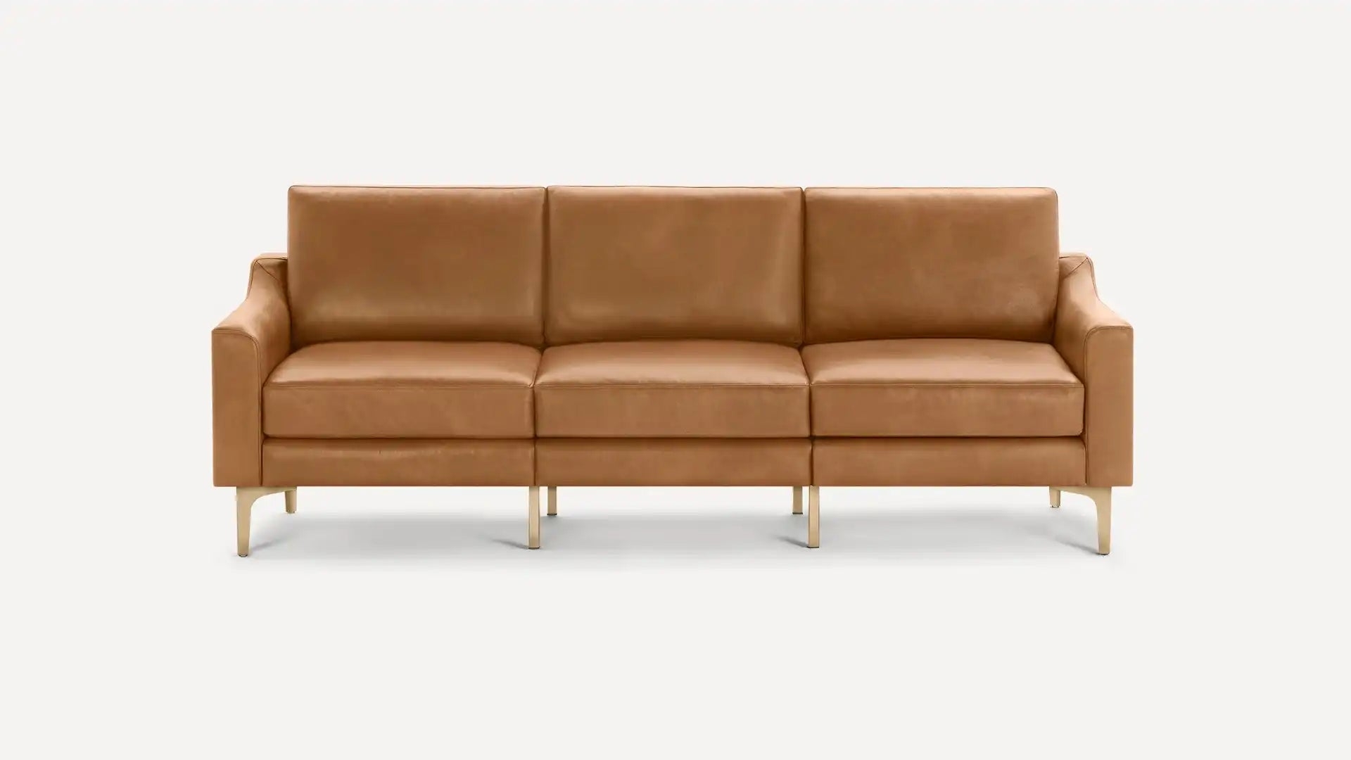 Nomad Leather Sofa - Camel - Top Grain Leather / Brass - Metal / Slope - Image 0