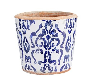 Patterned Ceramic Cachepot, Reversed Navy/White, Small - Image 0