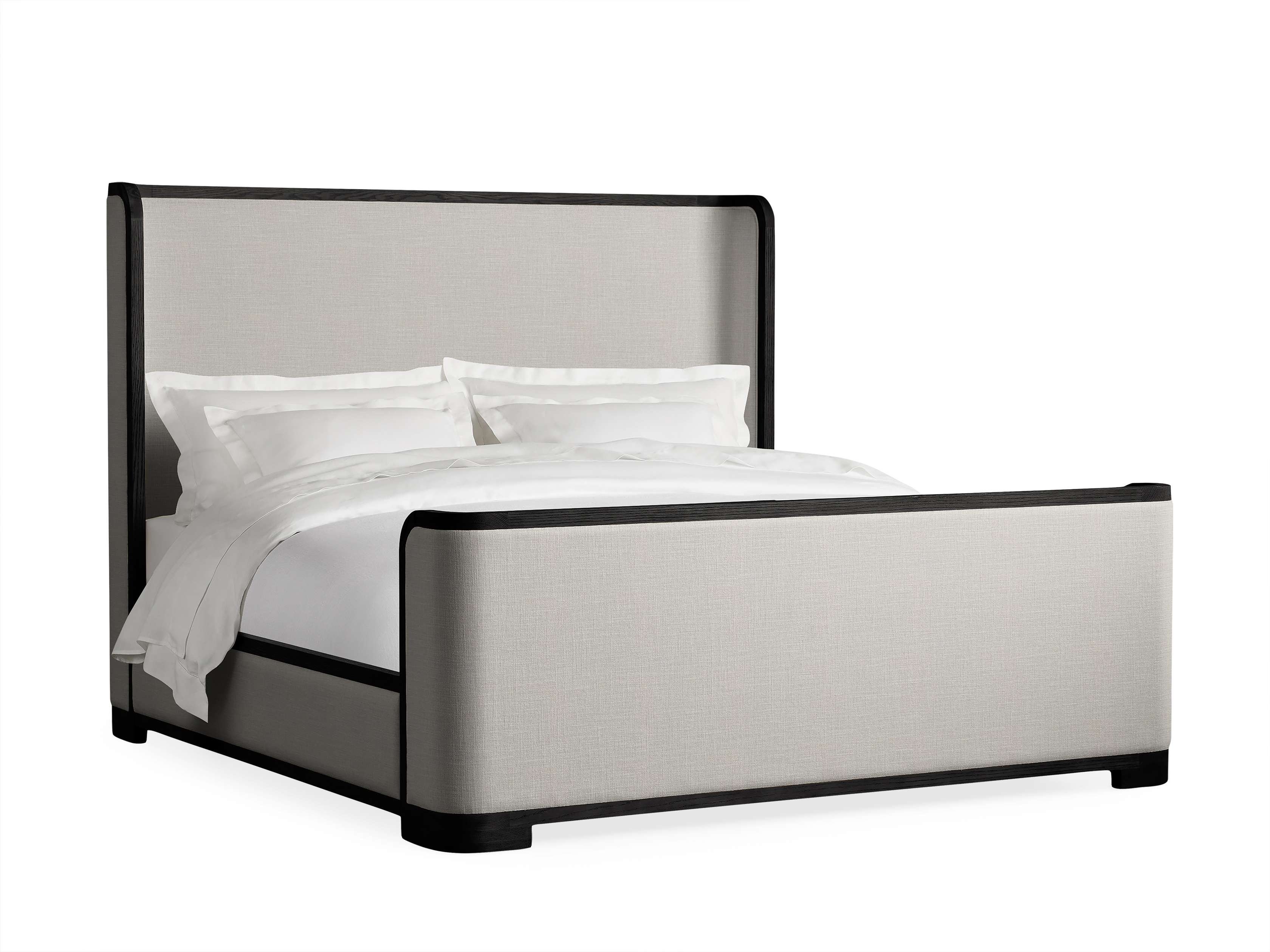 Darien Curved Shelter Bed with High Footboard in Upholstered 60" Cali King None  Nomad Stone/Ebony - Image 0