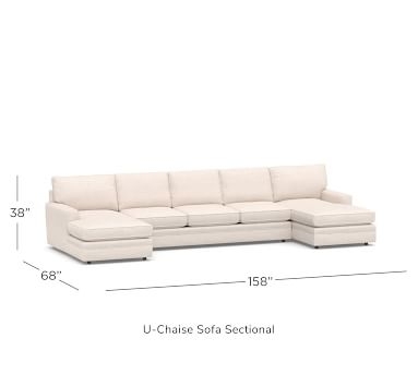 Pearce Square Arm Upholstered U-Chaise Loveseat Sectional, Down Blend Wrapped Cushions, Sunbrella(R) Performance Sahara Weave Mushroom - Image 3