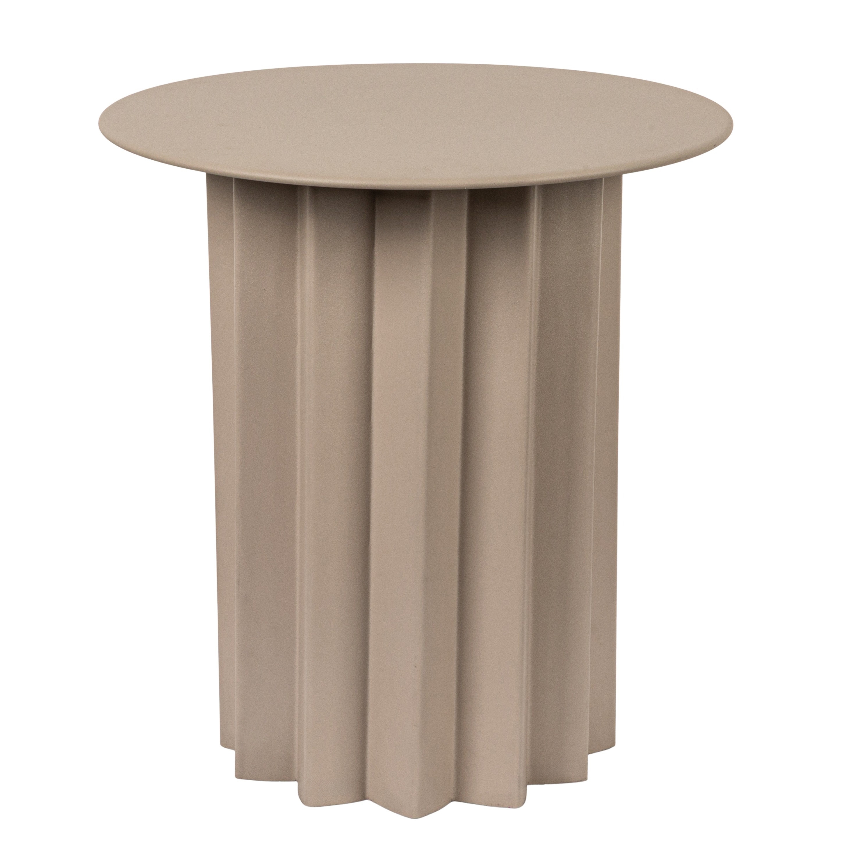 Pleated Metal Side Table, Beige - Image 0