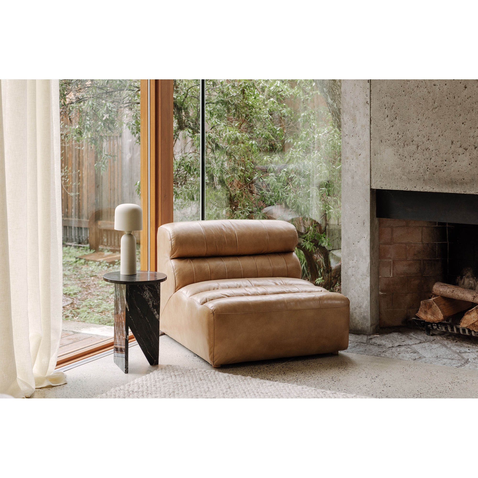 Ramsay Leather Slipper Chair Tan - Image 5