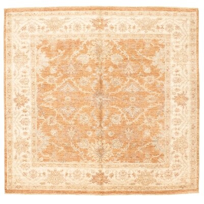 One-of-a-Kind Adreinne Hand-Knotted 2010s Chobi Copper 6'1" Square Wool Area Rug - Image 0