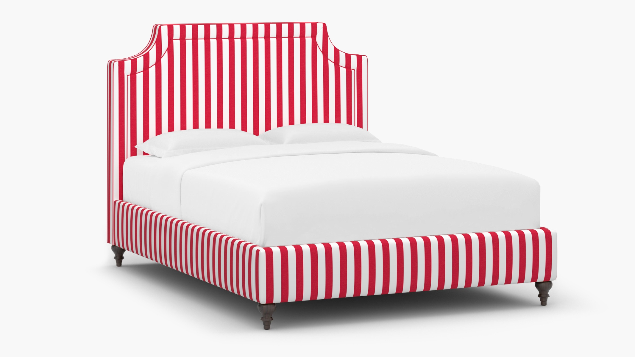 Deco Bed, Red Cabana Stripe, Espresso Traditional Turned Leg, Full - Image 1