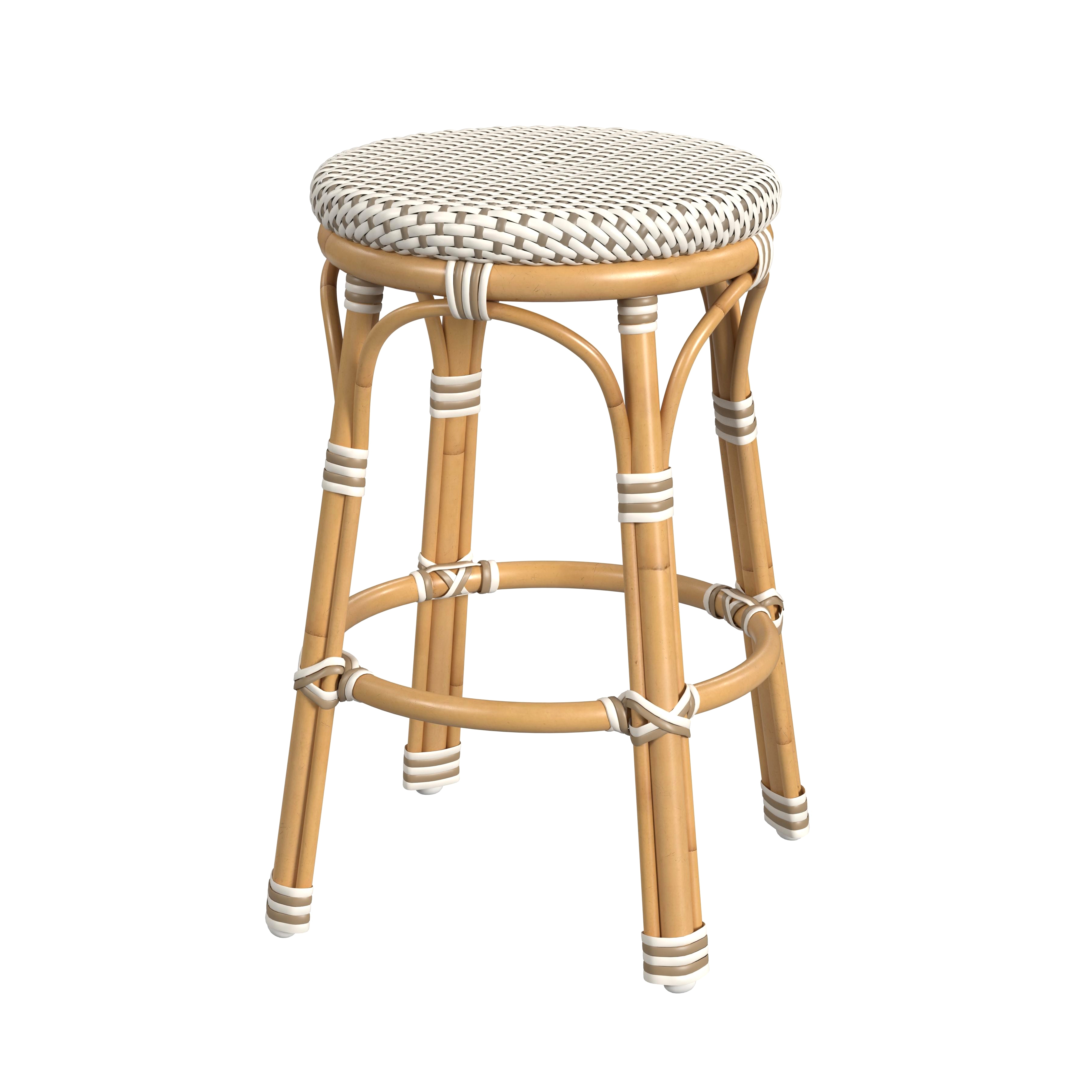 Tobias Beige and White Outdoor Counter stool - Image 0