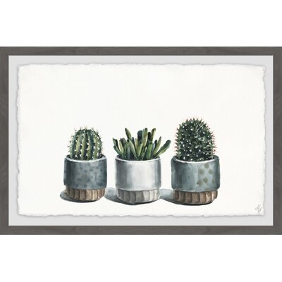 'Trio Succulents' Framed Watercolor Painting Print - Image 0