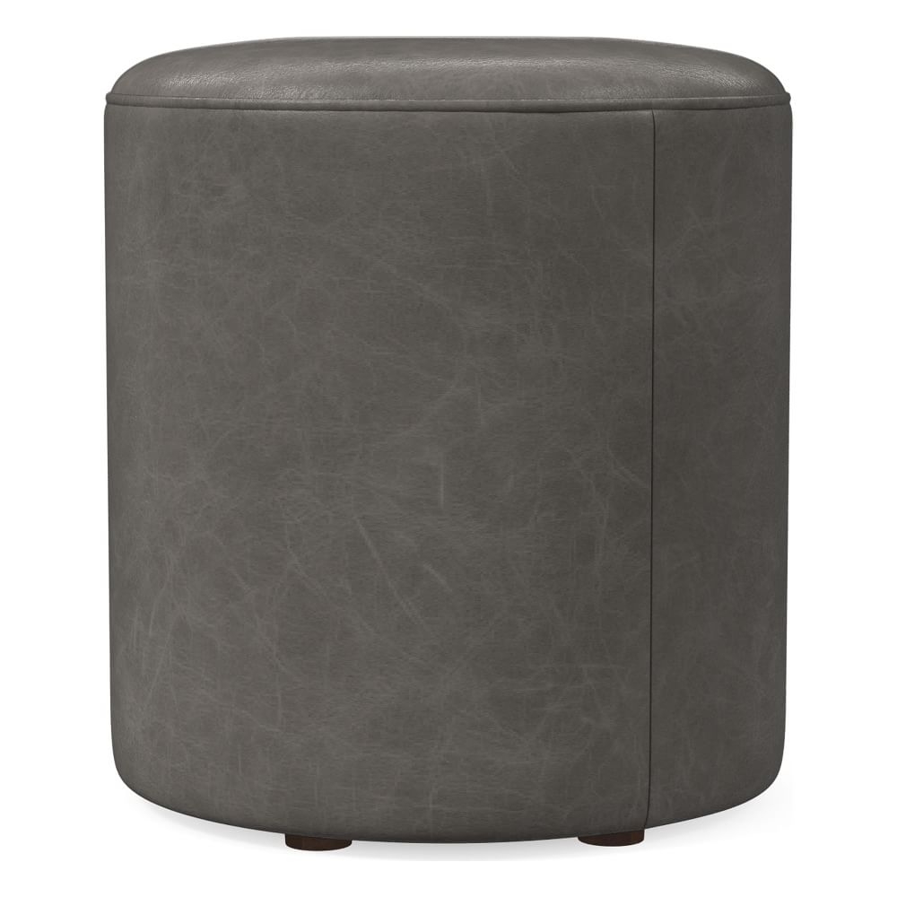 Isla Small Ottoman, Poly, Ludlow Leather, Gray Smoke, Concealed Supports - Image 0