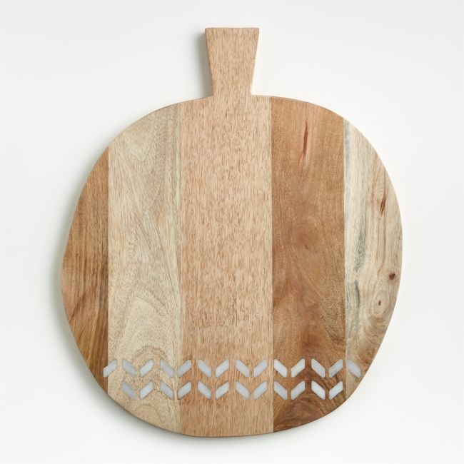 Isadore Round Marble Inlay Wood Serving Board - Image 0