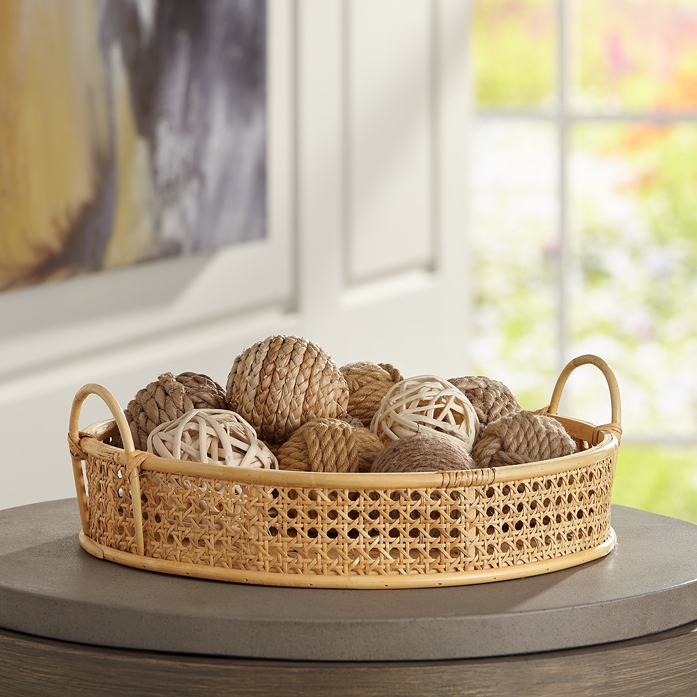 Cayuga Matte Natural Bamboo Round Decorative Tray - Image 0