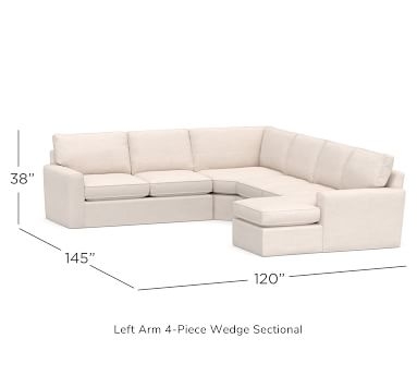 Pearce Square Arm Slipcovered Right Arm 4-Piece Wedge Sectional, Down Blend Wrapped Cushions, Chenille Basketweave Oatmeal - Image 2