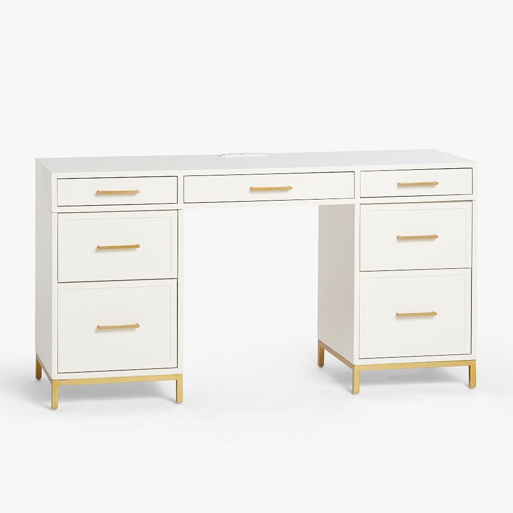 Blaire Smart Storage Desk, Lacquered Simply White - Image 0