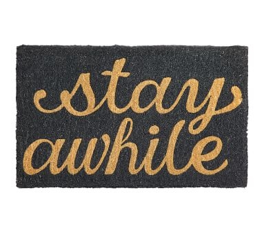 Stay Awhile Doormat, 22 x 36", Black - Image 1