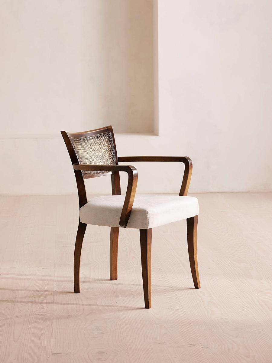 Molina Armchair, Cane Back, Linen, Natural, US - Image 0