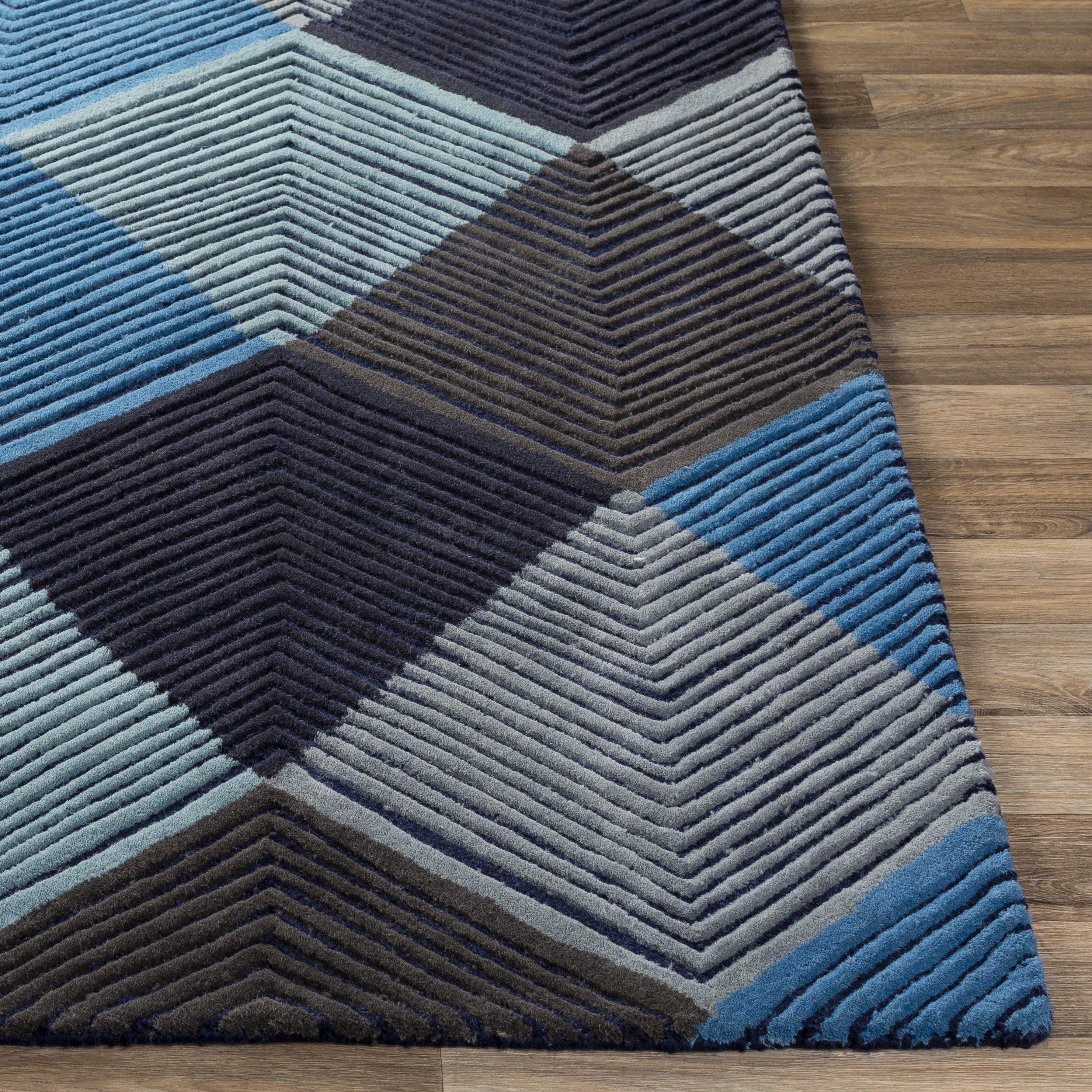 Harlequin Blue Indoor 9' x 12' Handmade Rug - Image 2