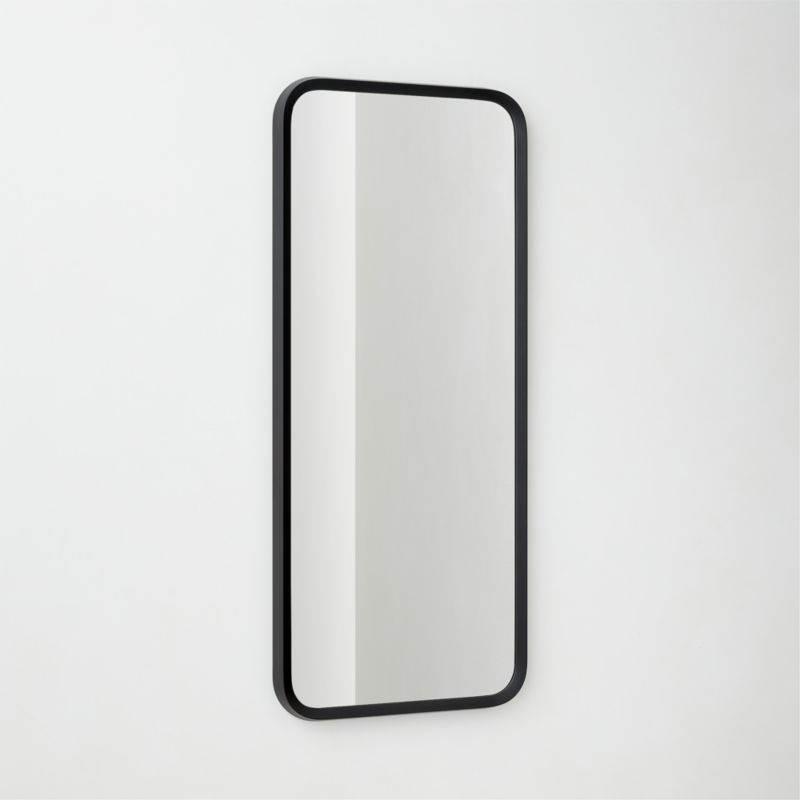 Isari Black Rough Cast Aluminum Rectangular Wall Mirror 24"x55" - Image 1