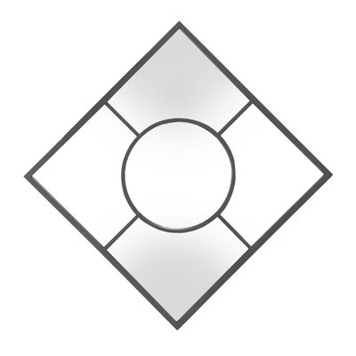 Graphite Geometric Design Square Metal Wall Mirror - Image 1