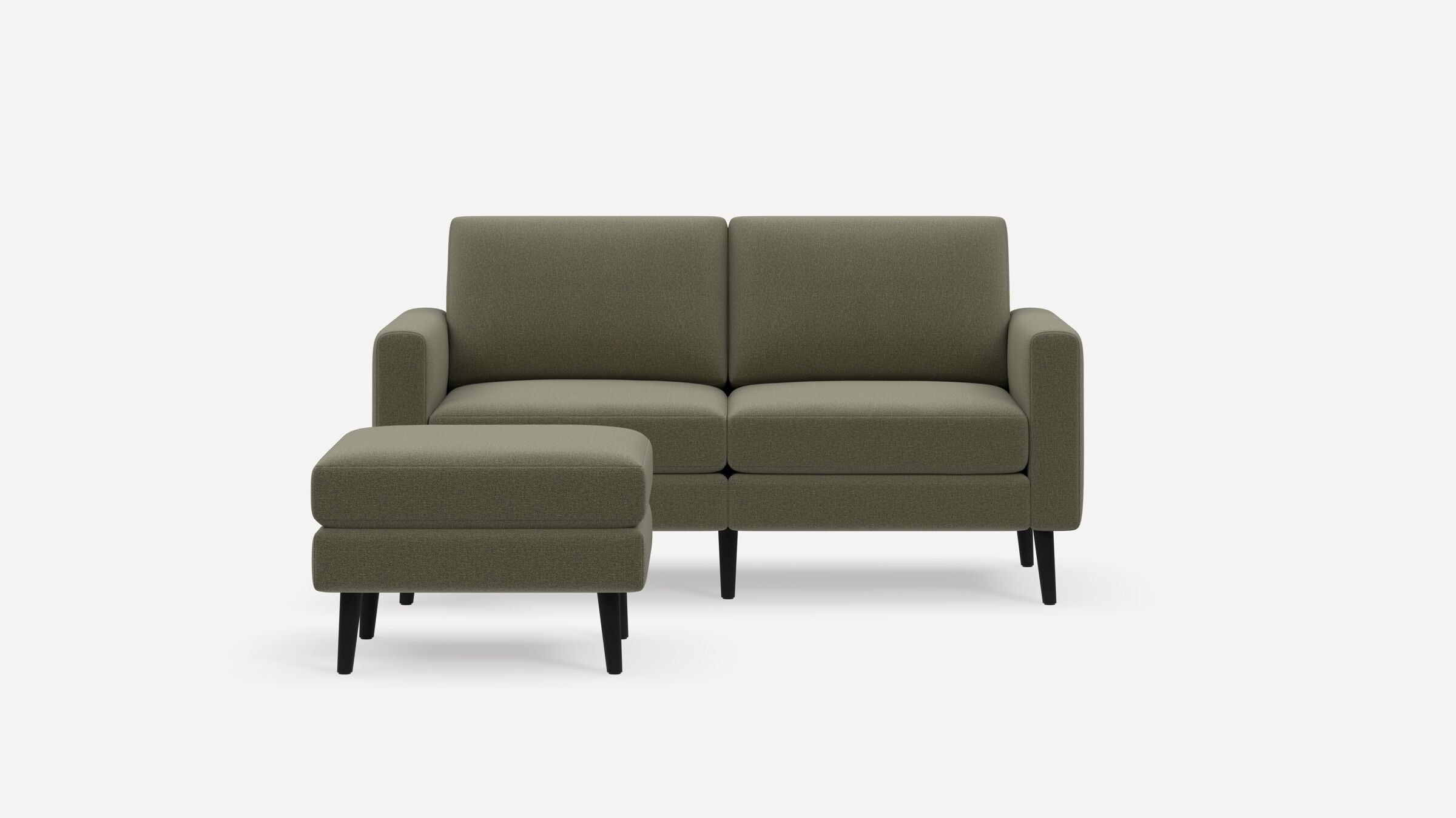 Nomad Loveseat with Ottoman - Moss Green - Performance Flatweave / Ebony - Wood / Block - Image 0