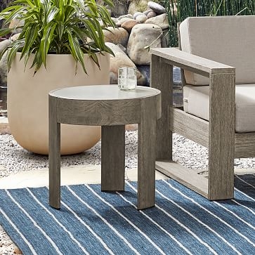 Portside Outdoor 20 in Set of 2, Round Side Table, Weathered Gray - Image 1