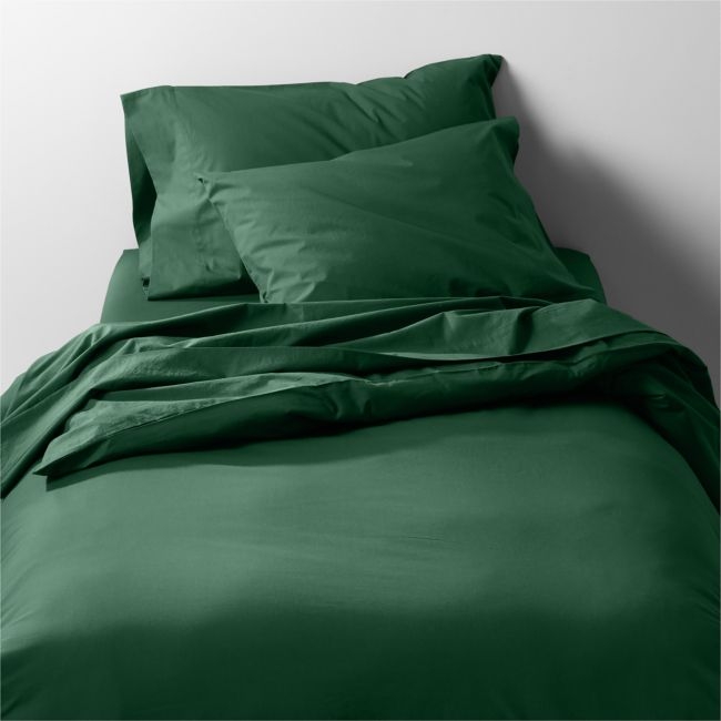 Cozy Cloud Washed Organic Cotton Vintage Green Twin XL Duvet Cover - Image 0