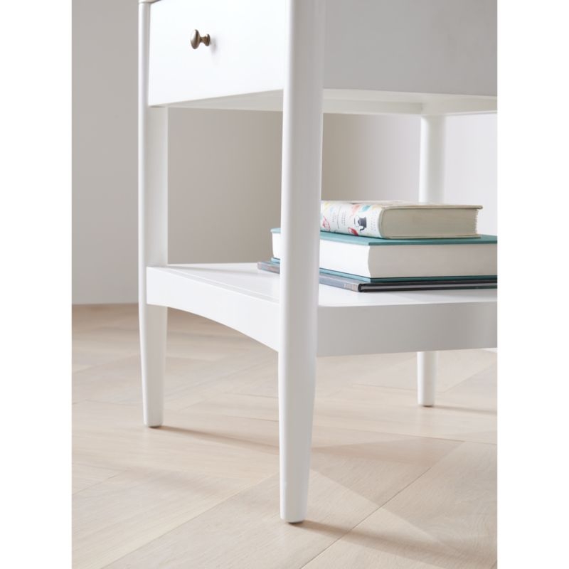 Set of 2 Hampshire White Wood Kids Nightstand with Drawer - Image 2