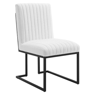 Kasheena Channel Tufted Fabric Dining Chair In White - Image 0