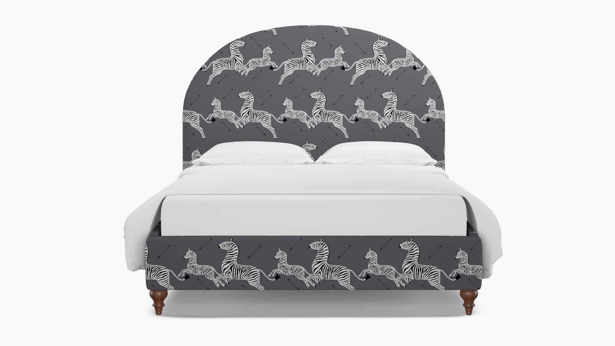 Demilune Bed, Slate Zebra, Walnut Traditional Turned Leg, King - Image 0