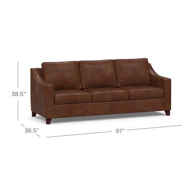 Cameron Slope Arm Leather Grand Sofa 97", Polyester Wrapped Cushions, Signature Maple - Image 3
