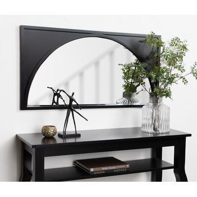 Aura Modern Wood Wall Panel Arch Beveled Accent Mirror - Image 0