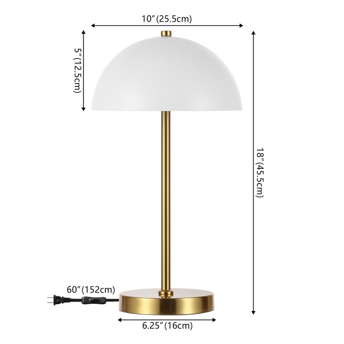 Goldie 18 Inch Table Lamp - Brass/White - Image 3