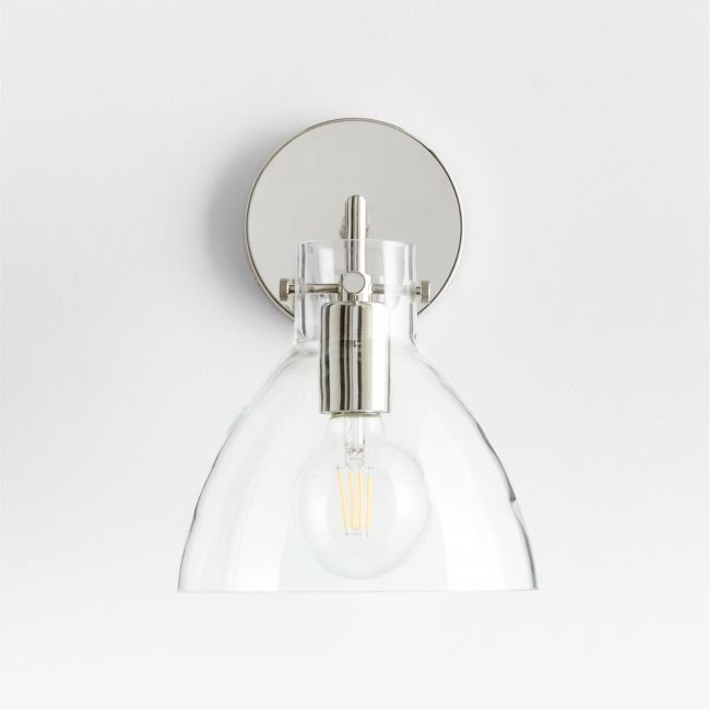 Dakota Chrome Sconce Light with Small Clear Glass Dome - Image 0