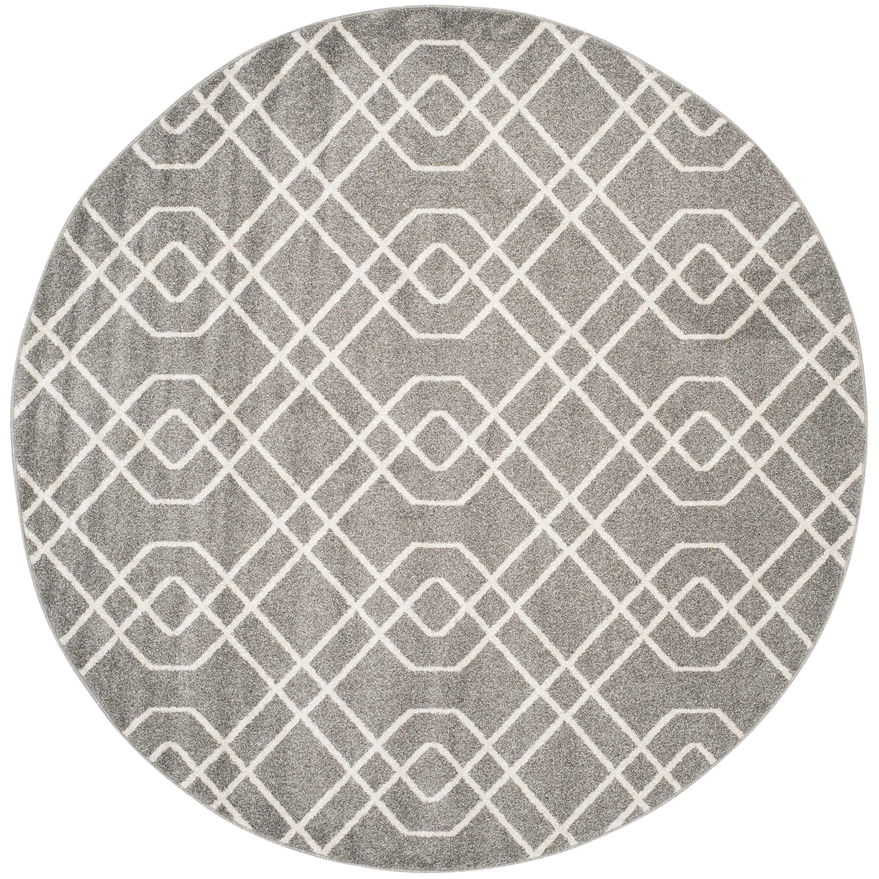 Arlo Home Indoor/Outdoor Woven Area Rug, AMT407C, Grey/Ivory,  7' X 7' Round - Image 0