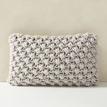 Bobble Knit Pillow Cover, 12"x21", Stone Gray - Image 0