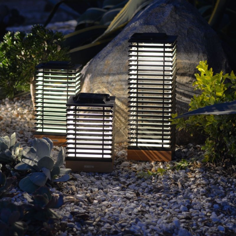 Tekura Black and Teak LED Solar Outdoor Lantern 26" - Image 1