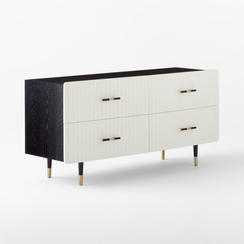 Crimped 4-Drawer White Oak Wood Dresser - Image 2