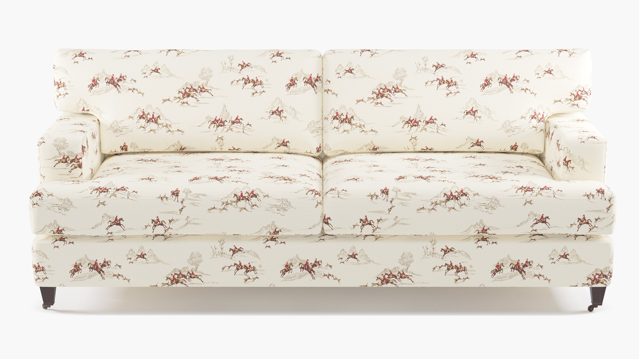 Classic Sofa, Red Cotswold Hunt, Espresso with Antique Brass Caster - Image 0