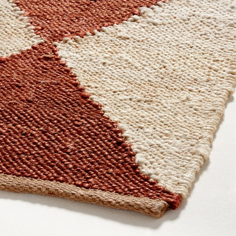 Toulon Jute Diamond Checkered Teracotta Area Rug 12'x15' - Image 1