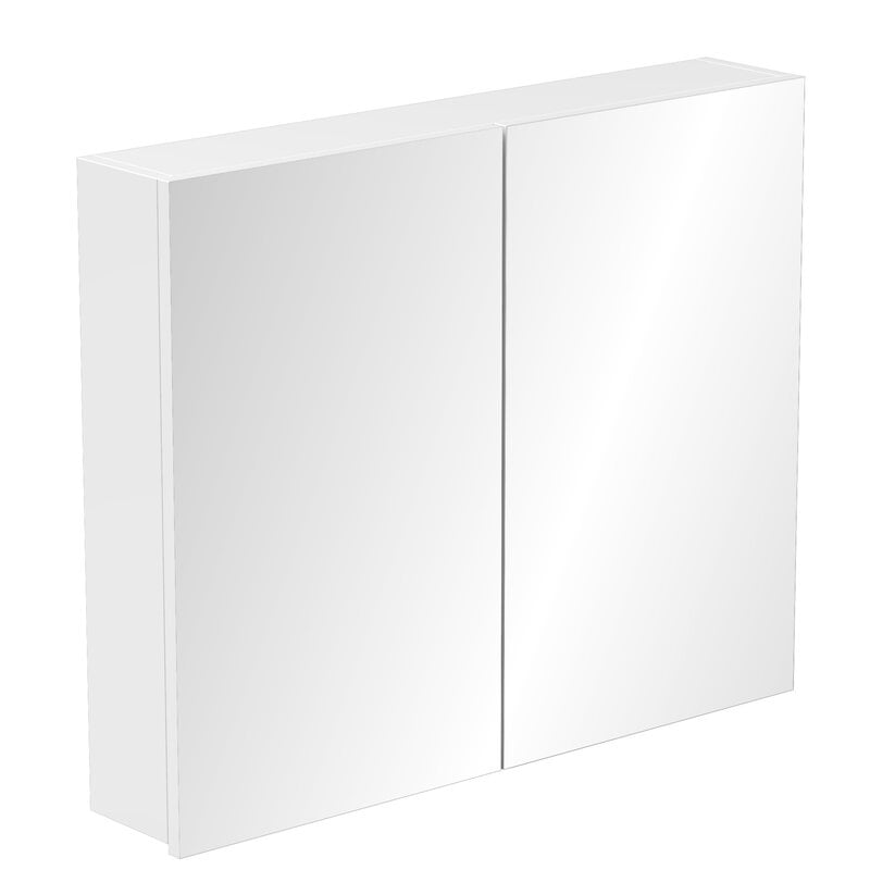 Vallessi Surface Mount Frameless 2 Door Medicine Cabinet with 3 Adjustable Shelves Finish: Shiny White, Size: 28" H x 26" W x 8" D - Image 0
