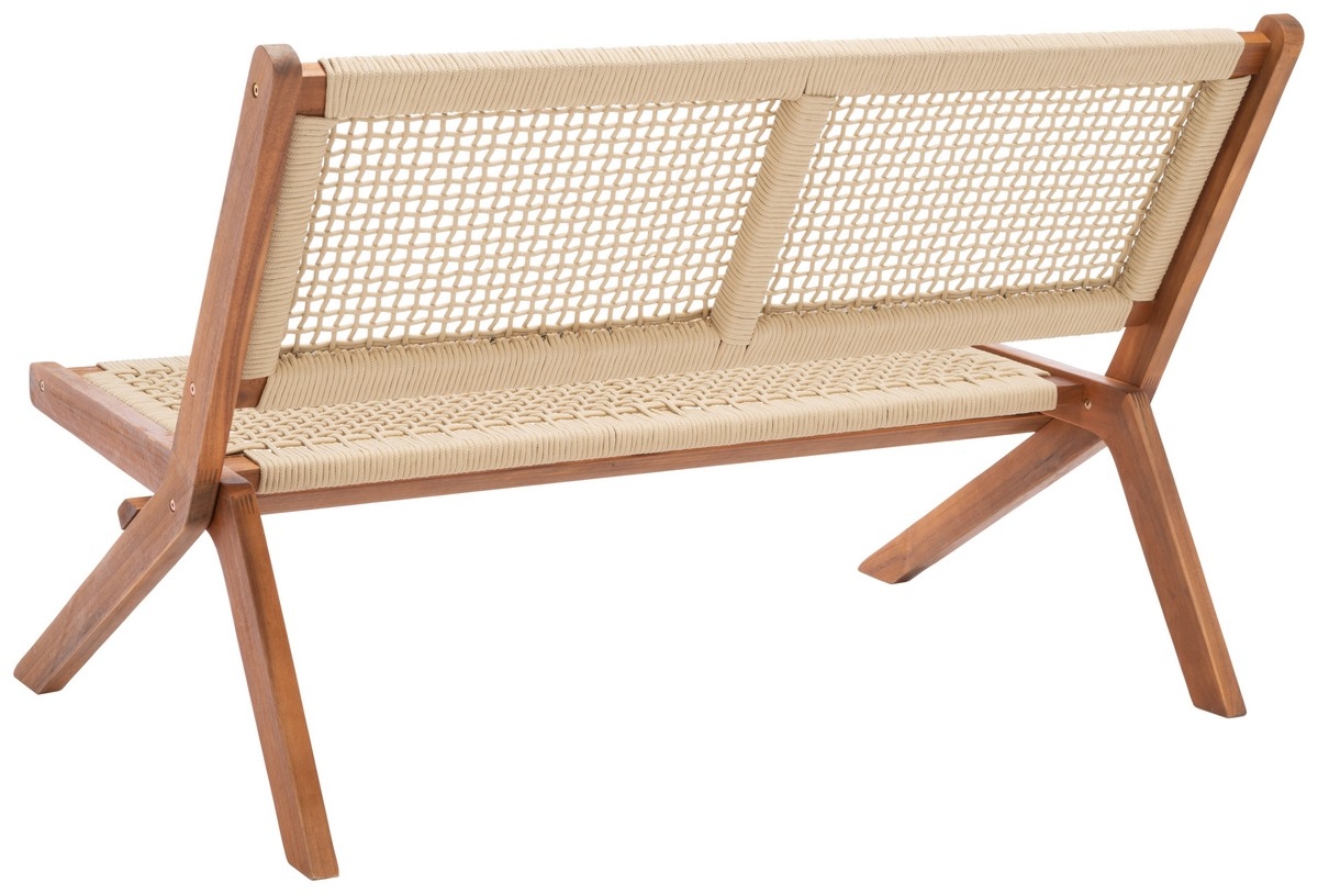 Kobina Outdoor Bench - Natural/Natural - Safavieh - Image 7