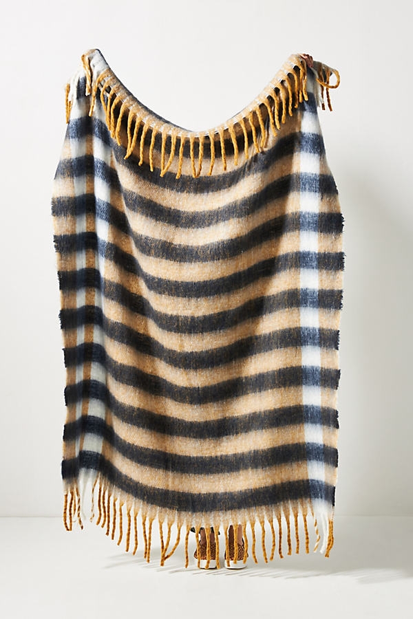 Rives Striped Throw Blanket By Anthropologie in Yellow - Image 0