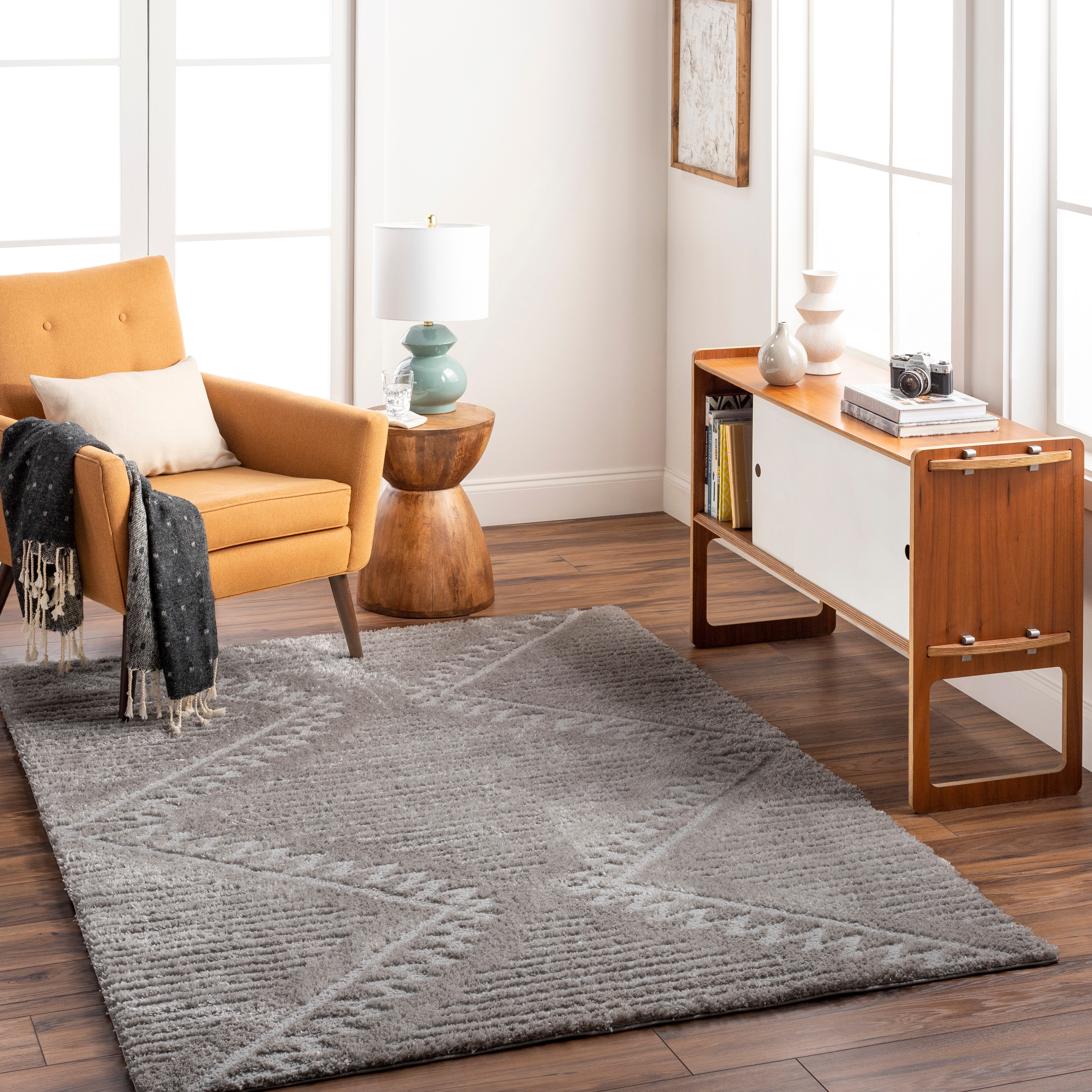 Nomadic Gray Indoor 7'10" x 10' Machine Woven Rug - Image 1
