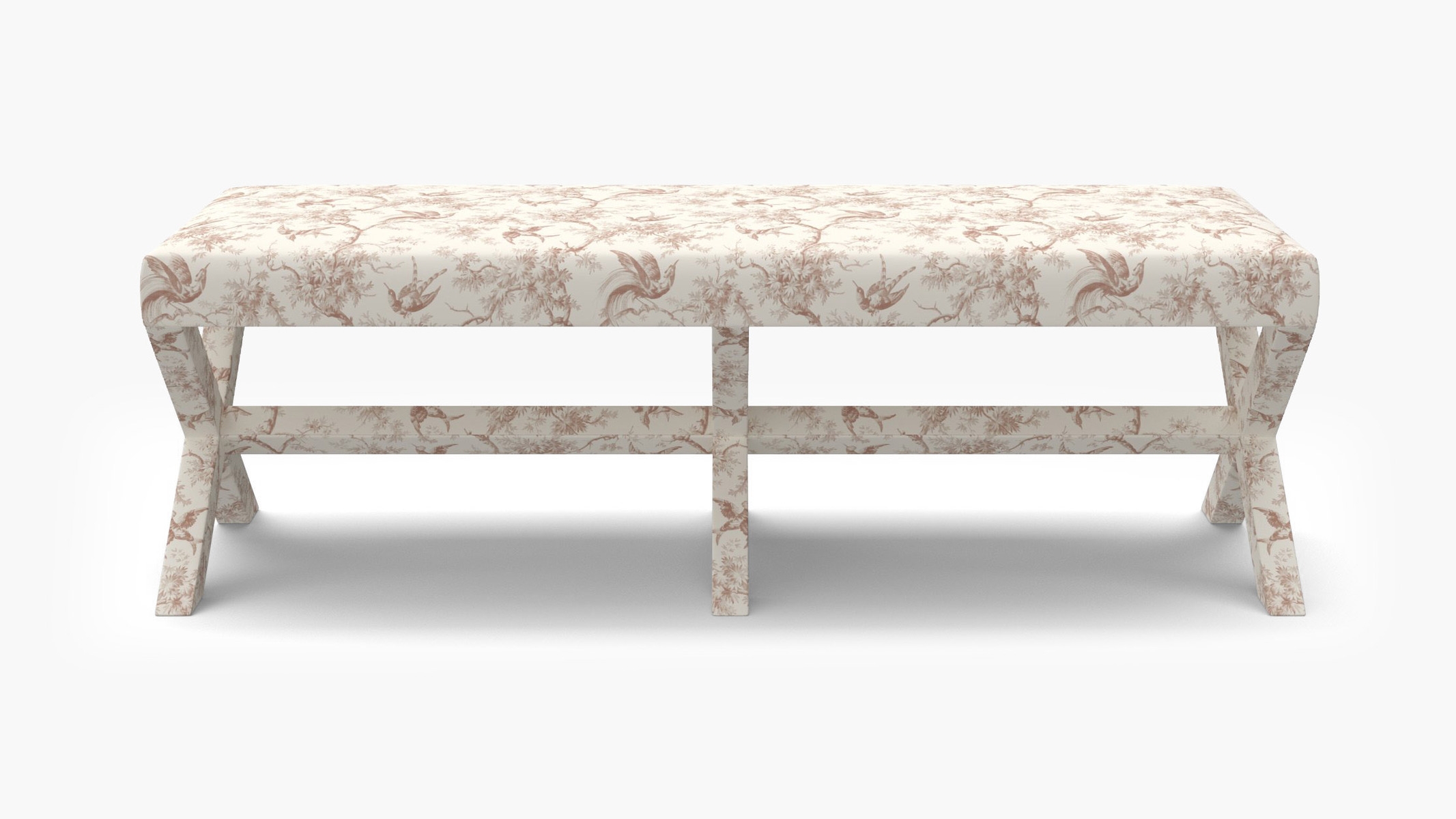 Double X Bench, Terracotta Swallows - Image 0