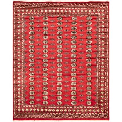 One-of-a-Kind Dubai Hand-Knotted 2010s Bokhara Red/Brown/Ivory 8'1" x 10' Wool Area Rug - Image 0
