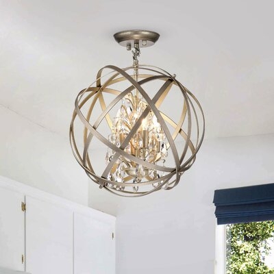Gil 4 - Light Candle Style Globe Chandelier with Crystal Accents - Image 0