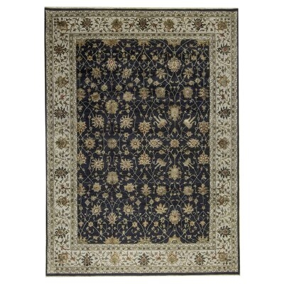 One-of-a-Kind Hand-Knotted Black/Ivory 9' x 12'4" Area Rug - Image 0