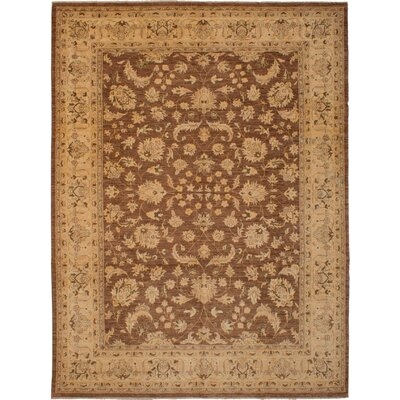 One-of-a-Kind Horrell Hand-Knotted 2010s Chobi Tan/Brown 9' x 11'10" Wool Area Rug - Image 0