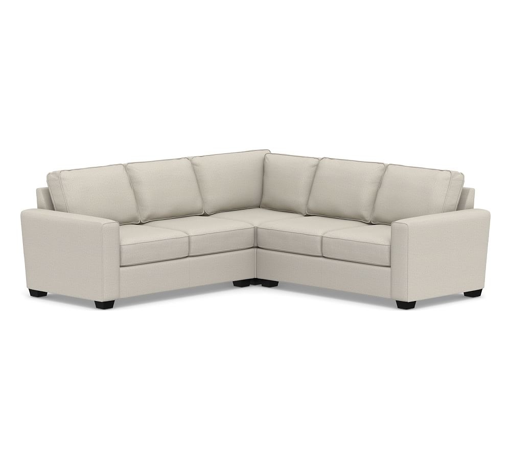SoMa Fremont Square Arm Upholstered 3-Piece L-Shaped Corner Sectional, Polyester Wrapped Cushions, Performance Heathered Tweed Pebble - Image 0