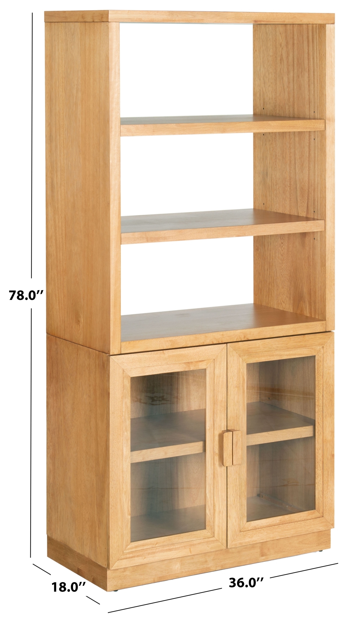 Roades Glass Cabinet Bookcase - Natural - Image 9