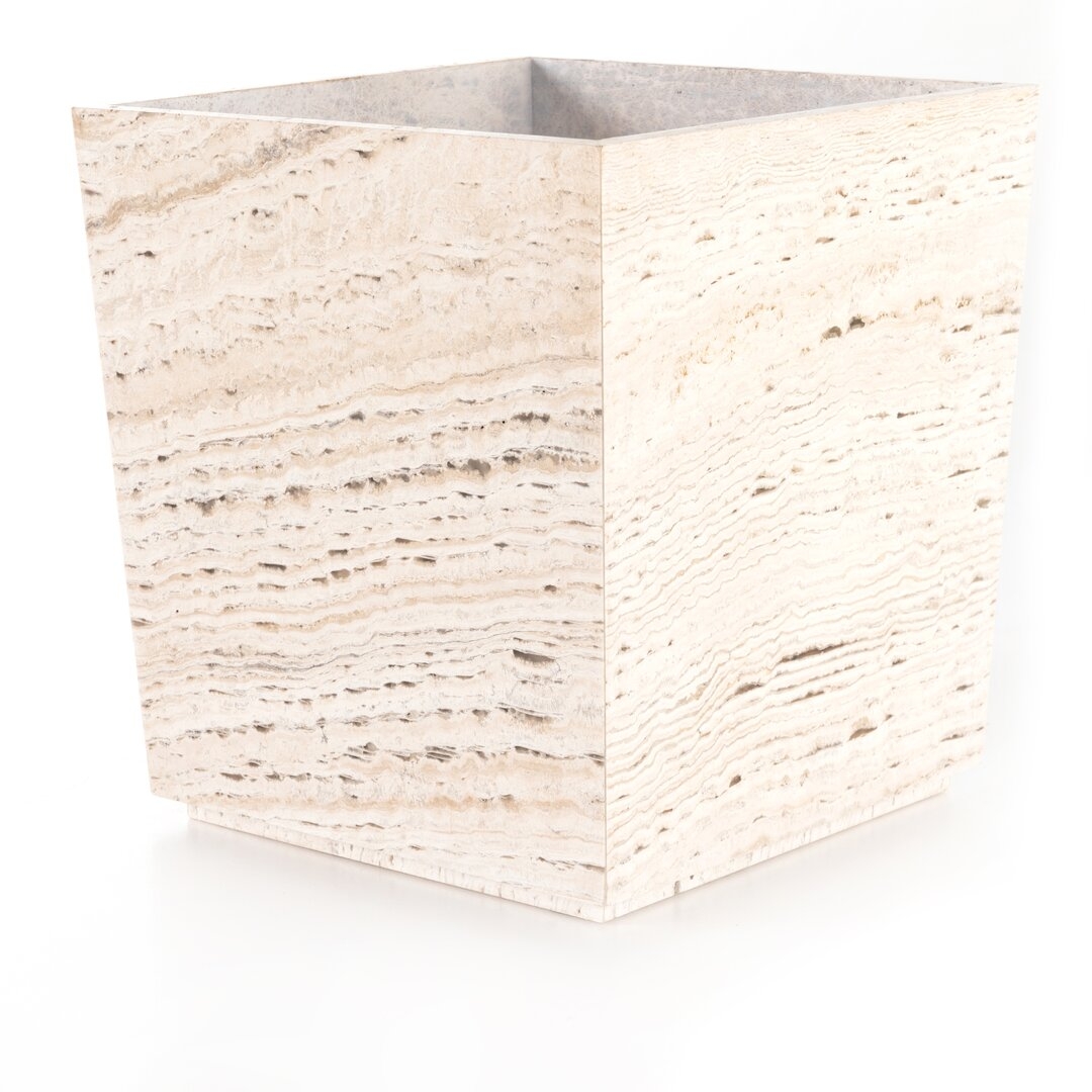 "Four Hands Travertine Planter-White Travertine" - Image 0